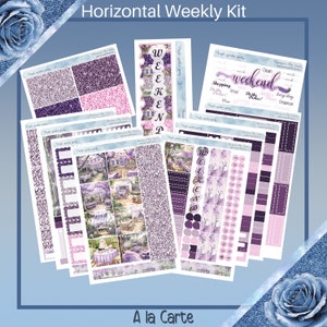 Horizontal -Purple Garden Party Stickers weekly kit 4, 6, 8page or A La Carte