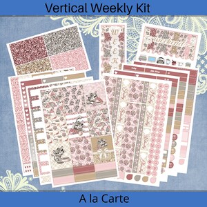 Vertical 7 x 9 - Playful Kitten Weekly Planner sticker kit 4, 6, 8 page or A La Carte
