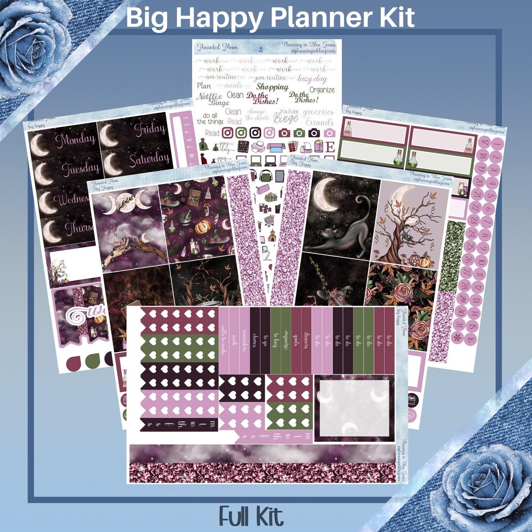 Big Happy Planner- Haunted Moon Planner Sticker Weekly Kit 5 Pages or A ...