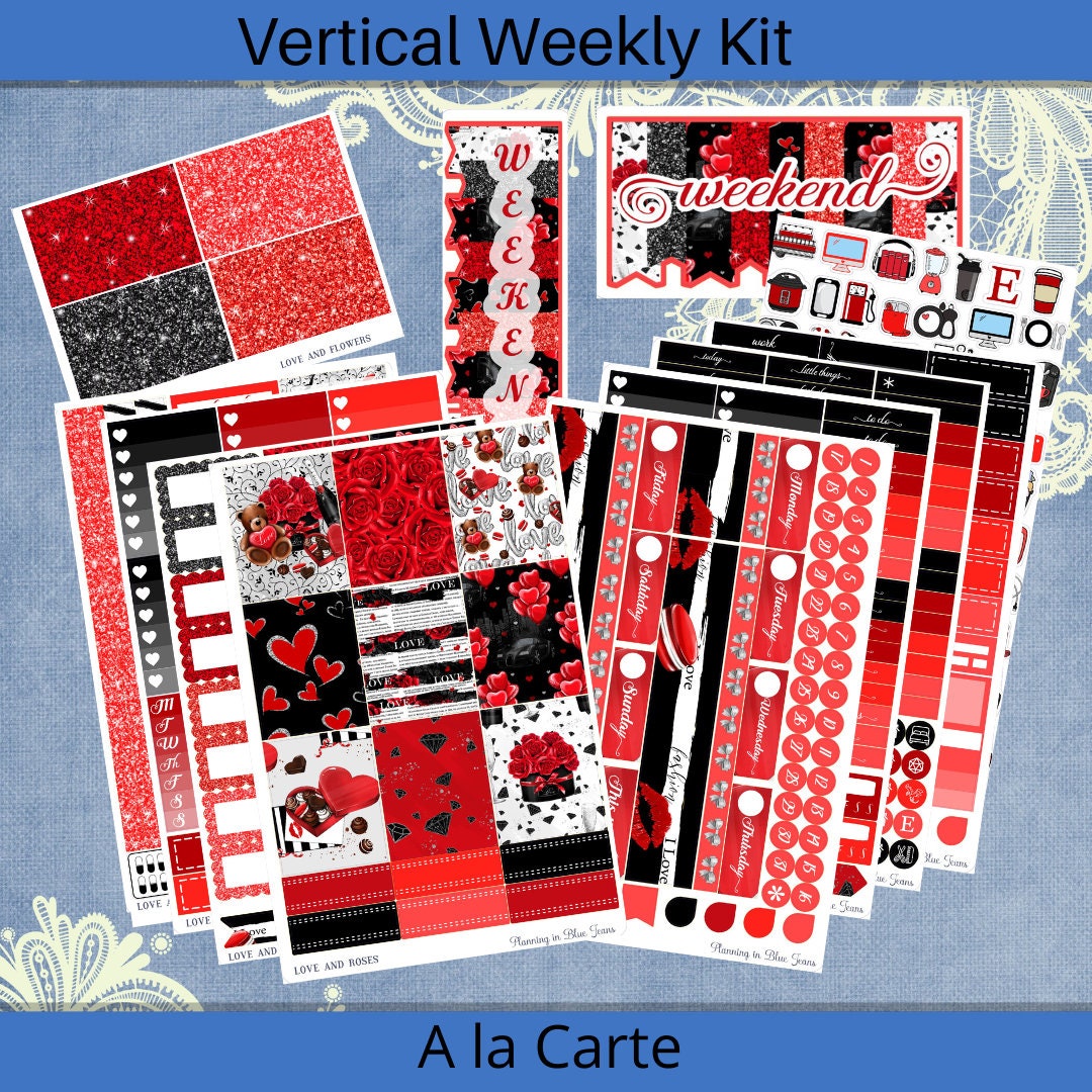Vertical 7 X 9 - Love and Flowers Planner Sticker Weekly Kit 4, 6, 8 ...