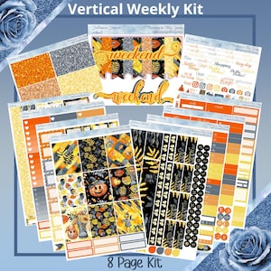 Vertical 7 x 9 - Halloween Harvest Planner sticker weekly kit 4, 6, 8 page or A La Carte