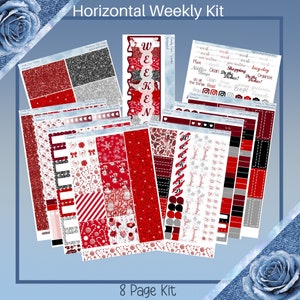 Horizontal - Candy Cane Winter sticker weekly kit 4, 6, 8 page or A La Carte
