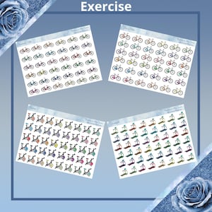 Choice of Girl&#39;s Bike, Boy&#39;s Bike, Treadmill, Stationary Bike functional planner stickers
