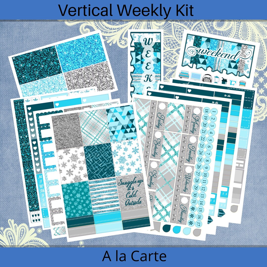 Vertical 7 X 9 - Winter Flannel Planner Sticker Weekly Kit 4, 6, 8 Page ...