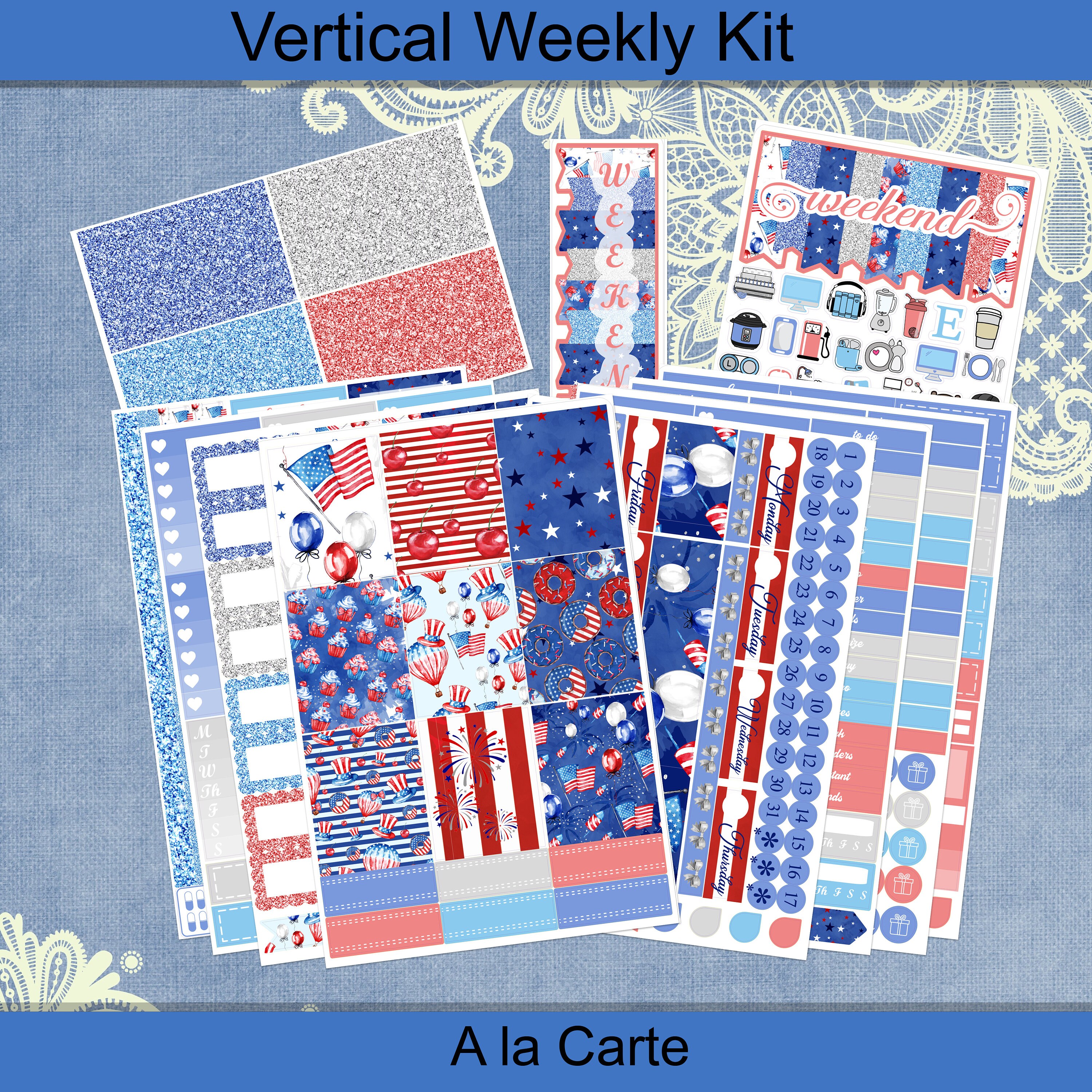 Uf Holiday Calendar 2022 Vertical 2021/2022 Red White And Blue Sticker Weekly Kit 4 | Etsy