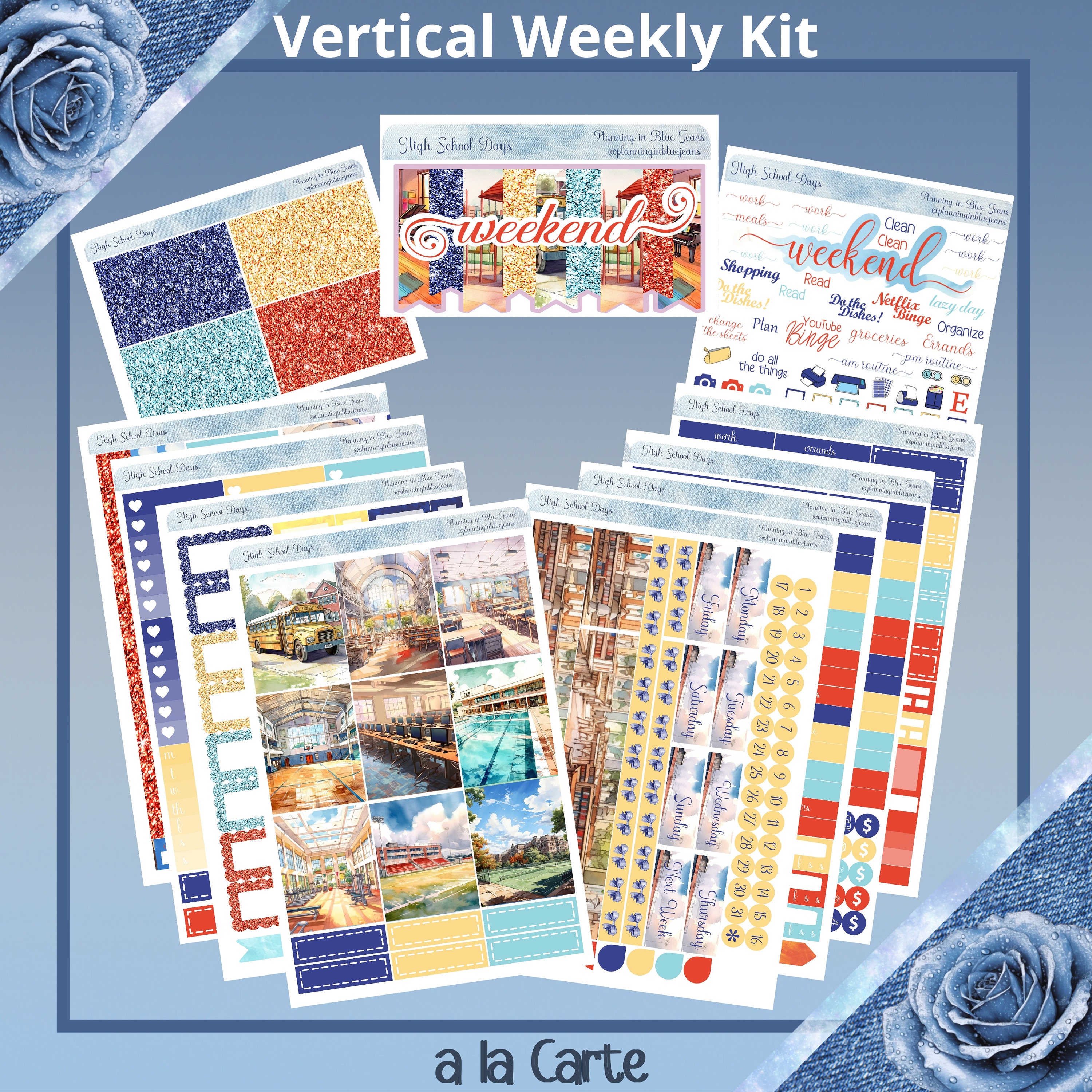 Vertical 7 X 9 - High School Days Weekly Kit 4, 6, 8 Pages or A La ...
