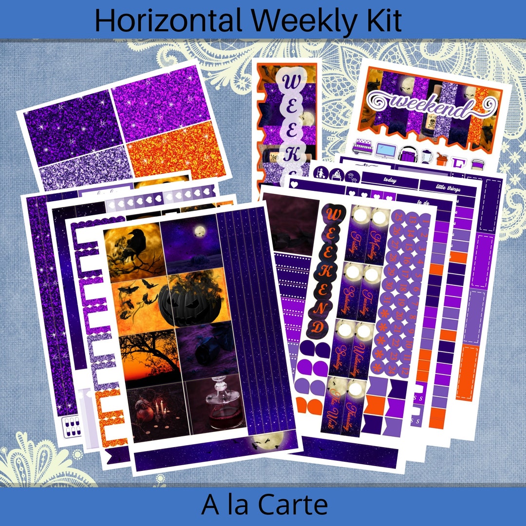 Horizontal - Halloween Photo Planner Stickers Weekly Kit 4, 6, 8 Page ...