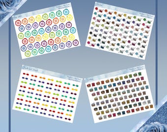 Choice of Cross Stitch, Crochet, Needle and Thread, or Knitting functional planner stickers