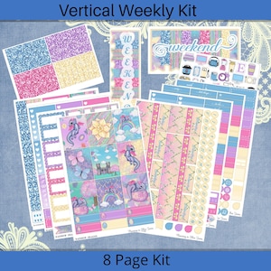 Vertical 7 x 9 - Rainbow Dragon Planner Sticker Kit, Weekly 4, 6, 8, page or A La Carte