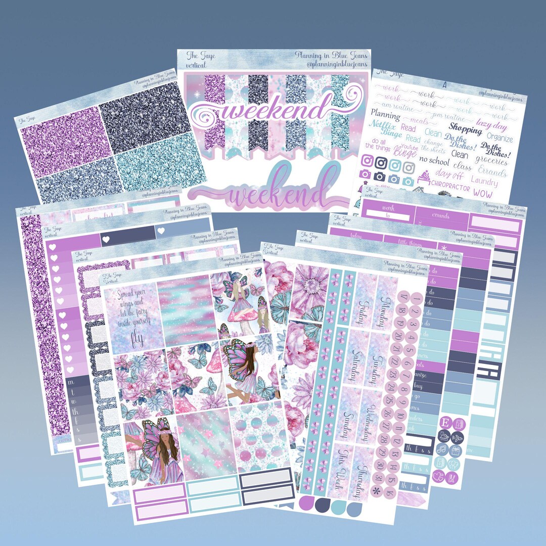 Vertical 7 X 9 - the Faye, Planner Sticker Weekly Kit 4, 6, 8 Pages, or ...