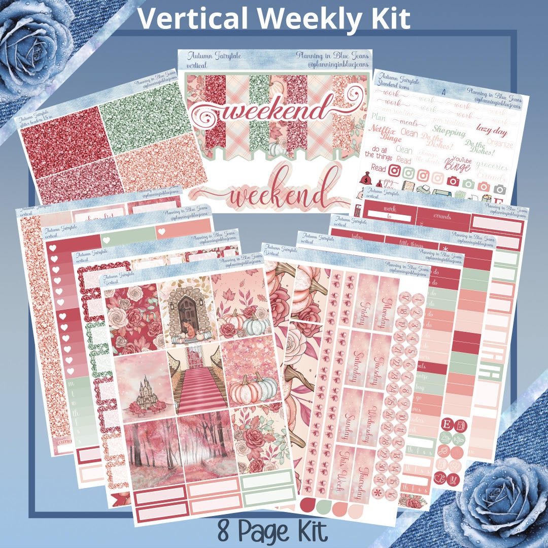 Vertical 7 X 9 - Autumn Fairytale, Planner Sticker Weekly Kit 4, 6, 8 ...