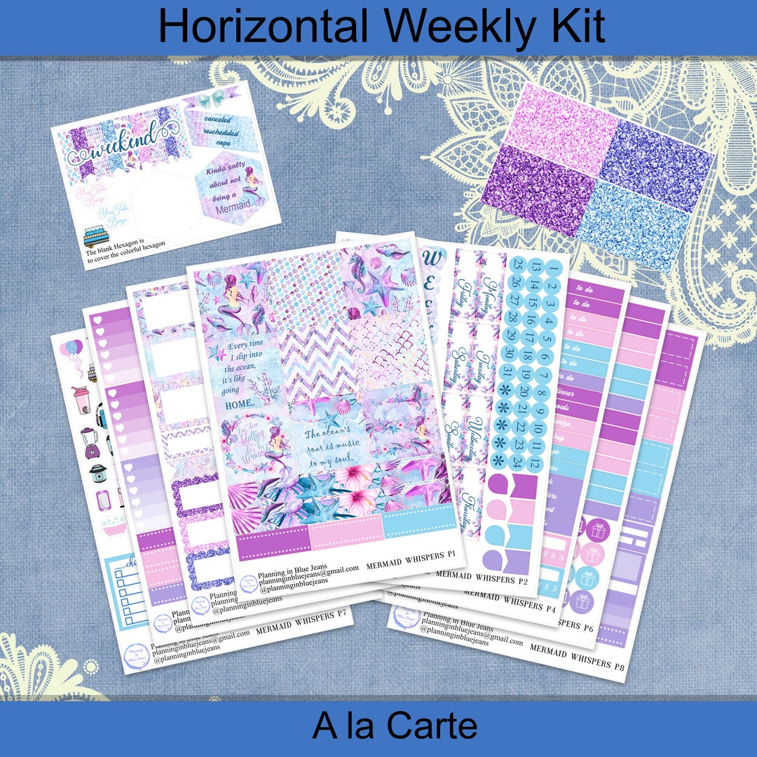 Horizontal - Mermaid Whispers Planner Sticker Weekly Kit 4, 6, 8 Page ...