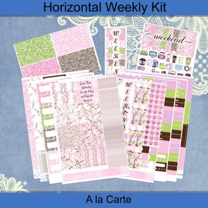 Horizontal - Cherry Blossom planner sticker weekly kit 4, 6, 8 page or A La Carte