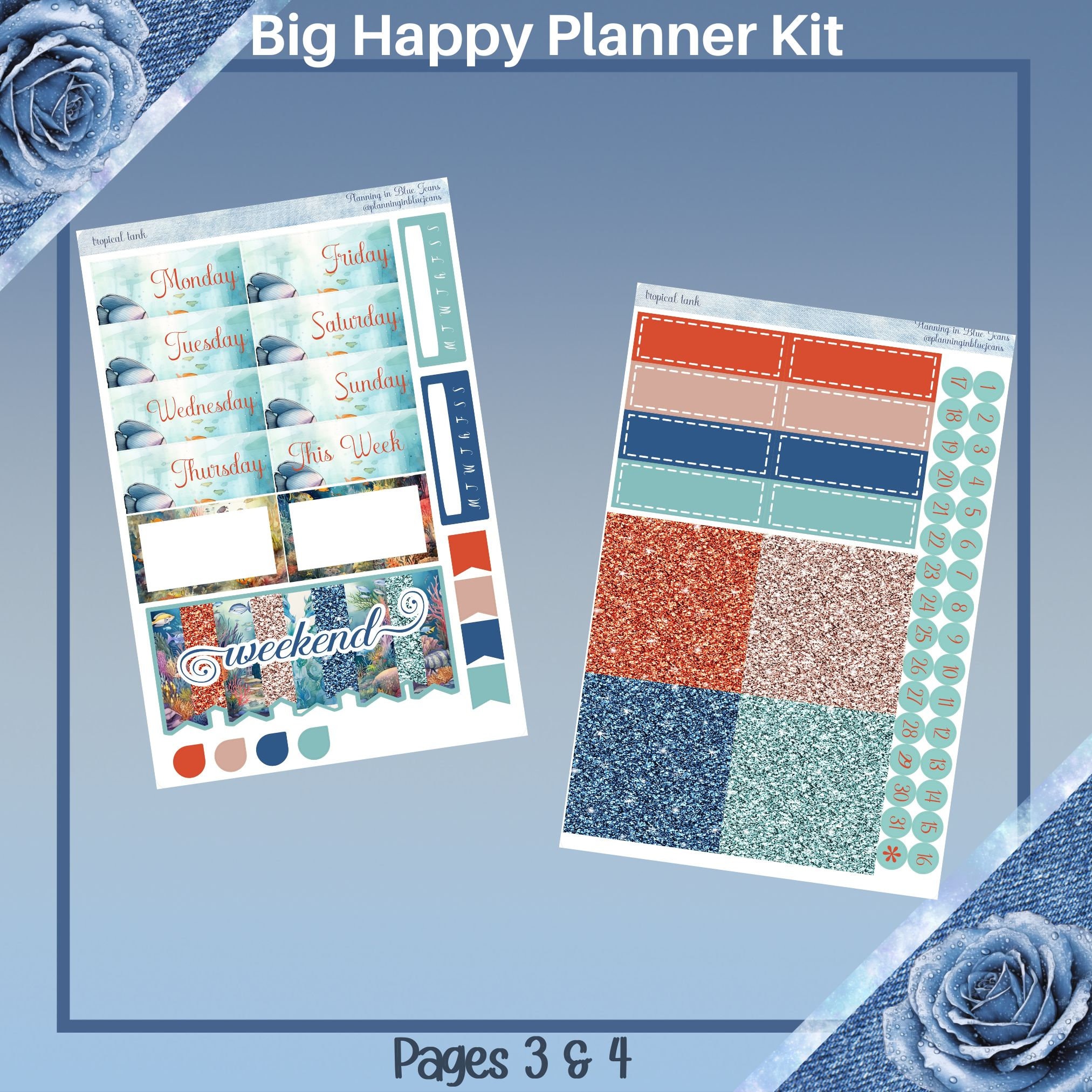 Big Happy Planner- Tropical Tank Planner Sticker Weekly Kit 5 Page or A ...
