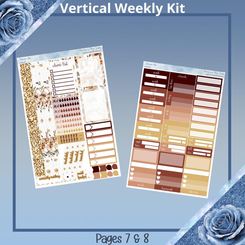 Vertical - Autumn Chic Weekly Kit 4, 6, 8 Pages or A La Carte Planner ...