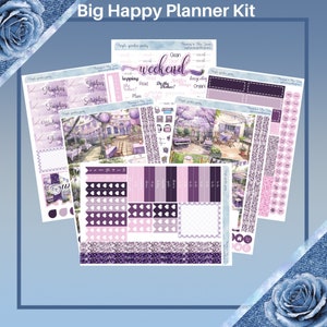 Big Happy Planner - fioletowy zestaw naklejek do tygodniowego planera przyjęć w ogrodzie, 5 stron lub A La Carte