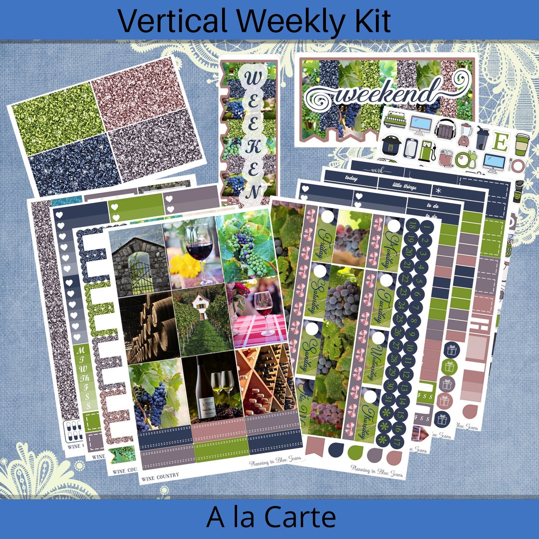 Vertical 7 X 9 - Wine Country Planner Sticker Weekly Kit 4, 6, 8 Page ...