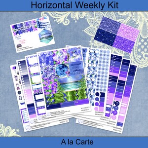 Poziome - Naklejki do planera Blueberry Nights, zestaw tygodniowy 4, 6, 8 stron lub A La Carte