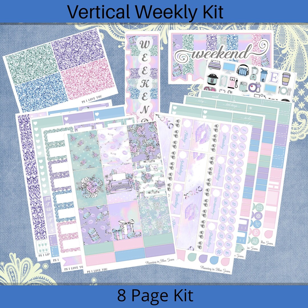 Vertical 7 X 9 - PS I Love You Planner Sticker Weekly Kit 4, 6, 8 Page ...