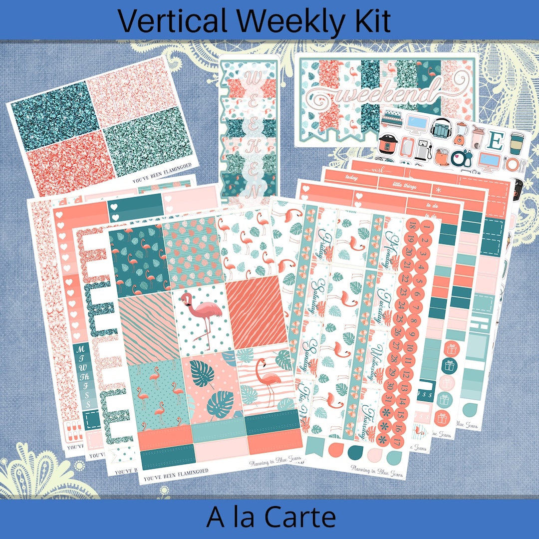 Vertical 7 X 9 - You've Been Flamingoed Sticker Weekly Kit 4, 6, 8 Page ...