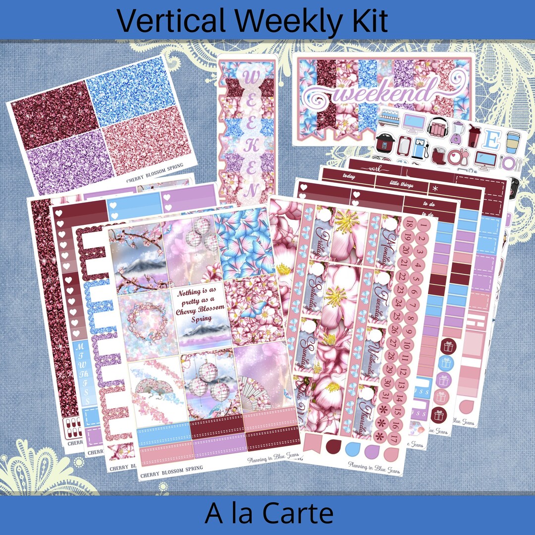 Vertical 7 X 9 - Cherry Blossom Spring Planner Sticker Weekly Kit 4, 6 ...