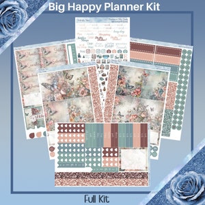 Big Happy Planner- Butterfly Roses Planner sticker weekly kit 5 pages or A La Carte