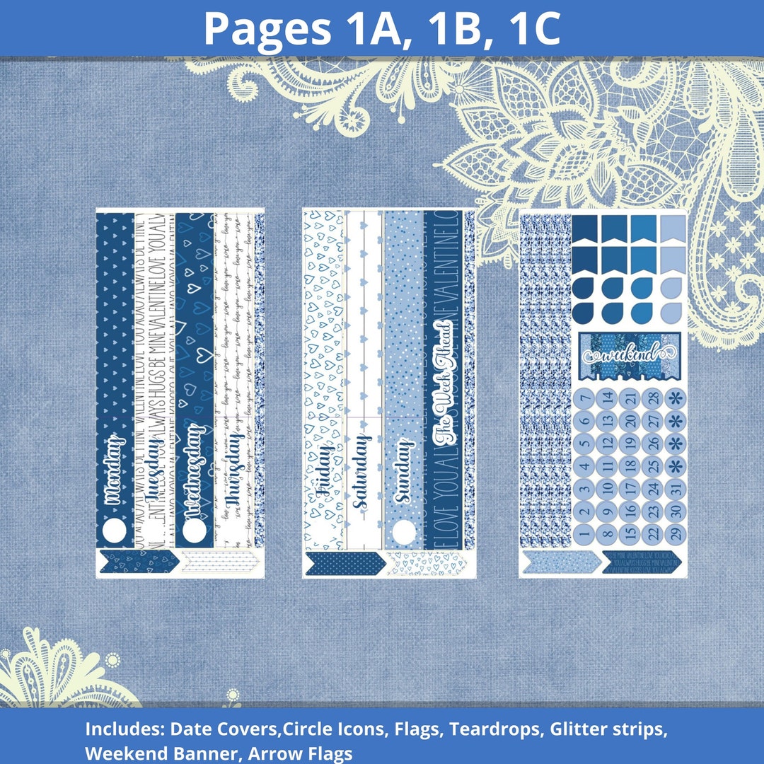 Daily Duo -my Blue Valentine Planner Sticker Kit - Etsy