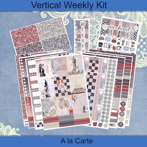 Vertical 7 x 9 - The Queens Gambit, Chess Game Planner Sticker weekly kit 4, 6, 8 page or A La Carte
