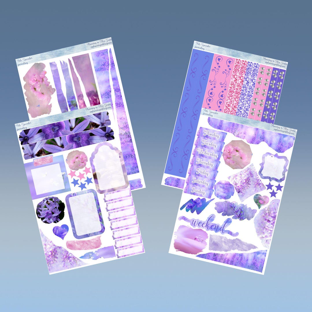 Journaling Kit - Pale Lavender Planner Sticker Kit - Etsy