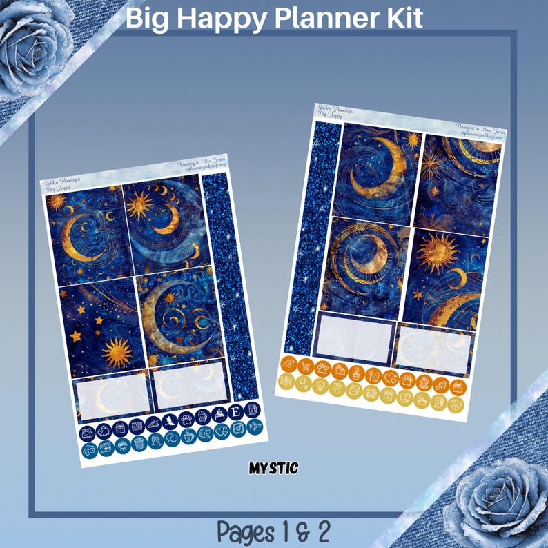 Big Happy Planner- Golden Moonlight Planner Sticker Weekly Kit 5 Pages ...