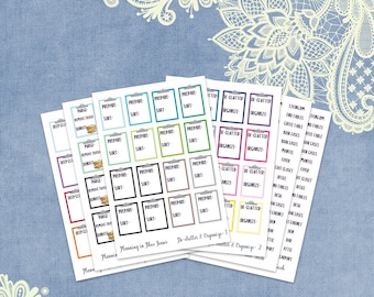 6 page De-Clutter, Organize, Deep Clean Planner Stickers, will fit most planners, calendars, journals