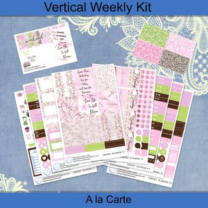 Vertical 7 x 9 - Cherry Blossom Planner Stickers weekly kit 4, 6, 8 page or A La Carte