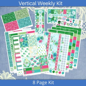 Vertical 7 x 9 - Sweet Cactus Planner Sticker Kit, Weekly 4, 6, 8, page or A La Carte