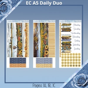 A5, Cousins, Daily Petite, Daily Duo - Kit d’autocollants pour planificateur de récolte de tournesol