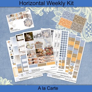 Horizontal -  Silver and Gold Christmas Planner sticker weekly kit 4, 6, 8 page or A La Carte