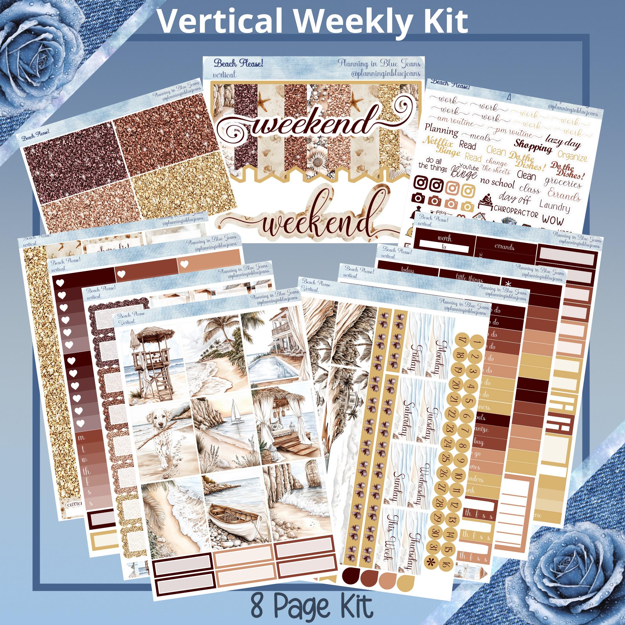 Vertical 7 X 9 - Beach Please! Planner Sticker Weekly Kit 4, 6, 8 Pages ...