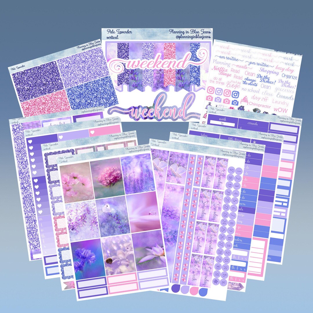 Vertical 7 X 9 - Pale Lavender, Planner Sticker Weekly Kit 4, 6, 8 ...