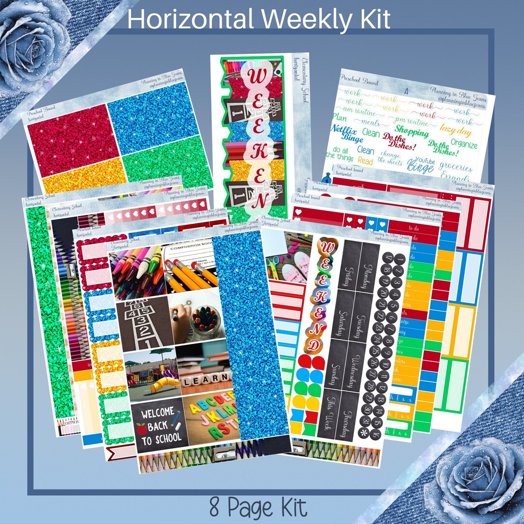 Horizontal - Elementary School Planner Sticker Weekly Kit 4, 6, 8 Pages ...