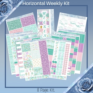 horizontal - Pastel Christmas Planner Stickers weekly kit 4, 6, 8 page or A La Carte