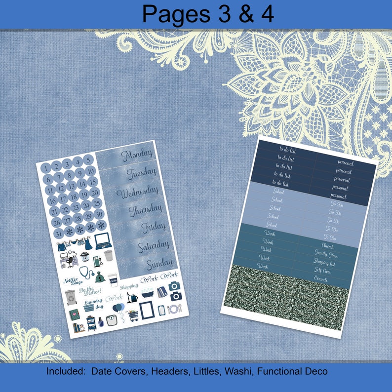 Planning in Blue Jeans Weekly Kit Daily Petite EC petite daily planner sticker kit