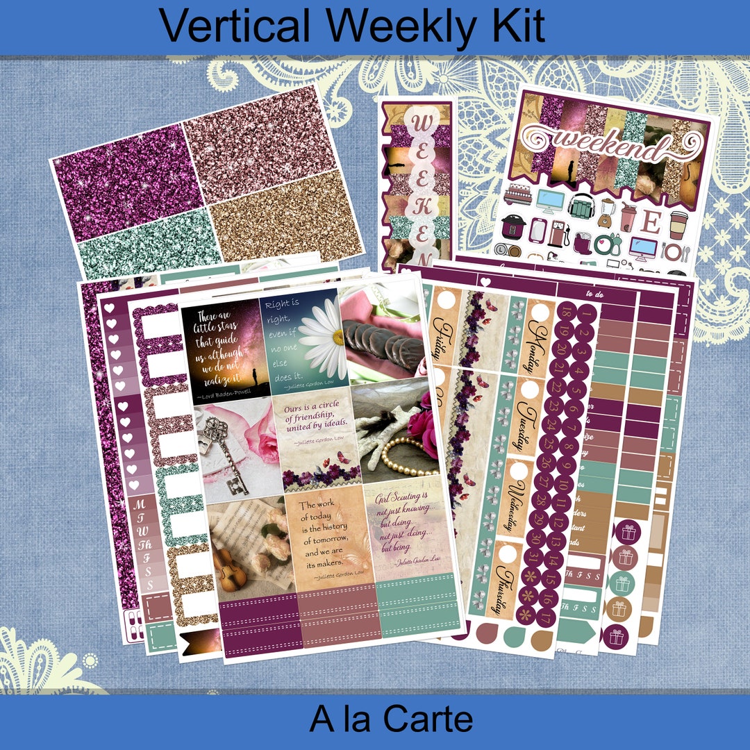 Vertical 7 X 9 - Juliette Planner Sticker Kit Weekly Kit 4, 6, 8 Page ...
