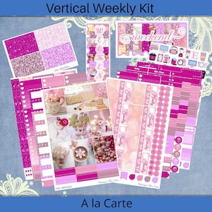Vertical 7 x 9 - Pink Christmas Planner sticker weekly kit 4, 6, 8 page or A La Carte