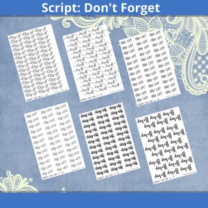 Day Off Script, Planner stickers, bullet journal stickers, calendar stickers