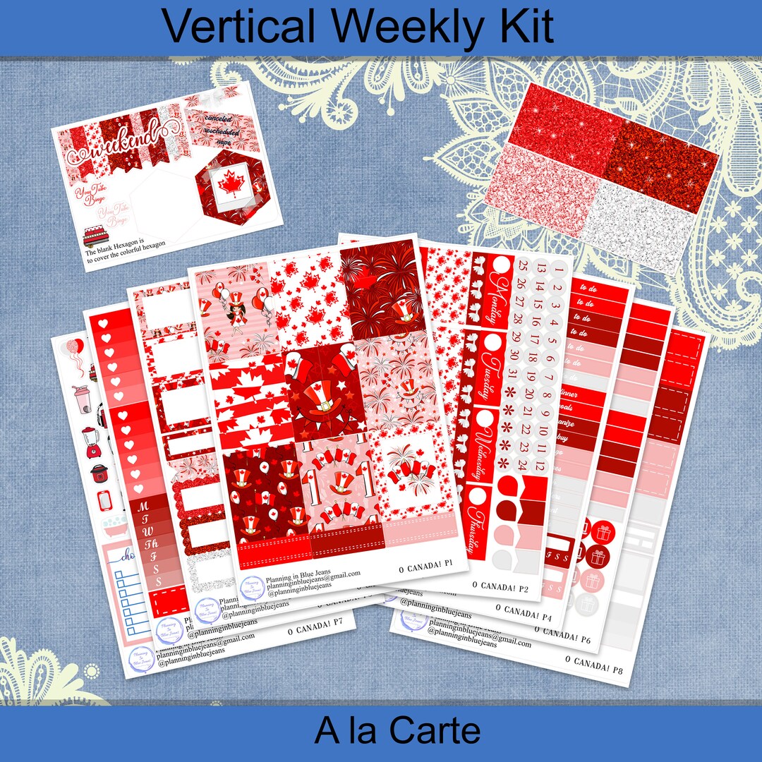 Vertical 7 X 9 - Oh Canada Sticker Weekly Kit 4, 6, 8 Page or A La ...