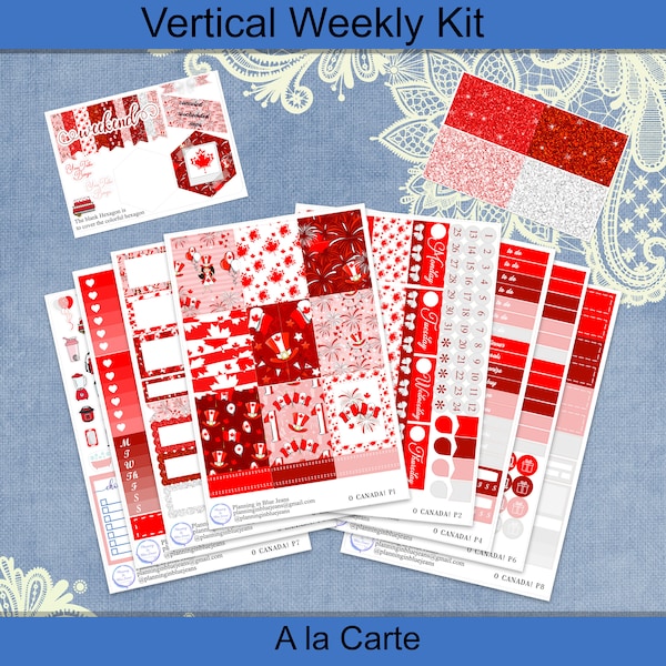 Vertical  - Oh Canada sticker weekly kit 4, 6, 8 page or A La Carte