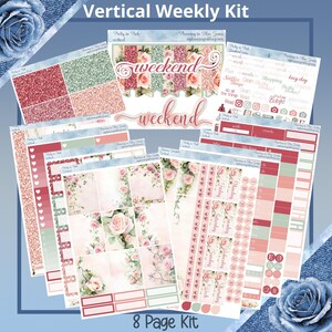 Vertikal 7 x 9 - Pretty in Pink, Planer Sticker Weekly Kit 4, 6, 8 Seiten oder A La Carte.