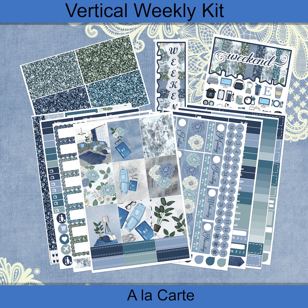 Vertical 7 X 9 - Planning in Blue Jeans Planner Sticker Weekly Kit 4, 6 ...
