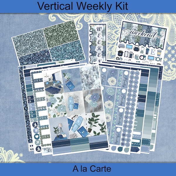 Vertical  - Planning in Blue Jeans Planner sticker weekly kit 4, 6, 8 page or A La Carte