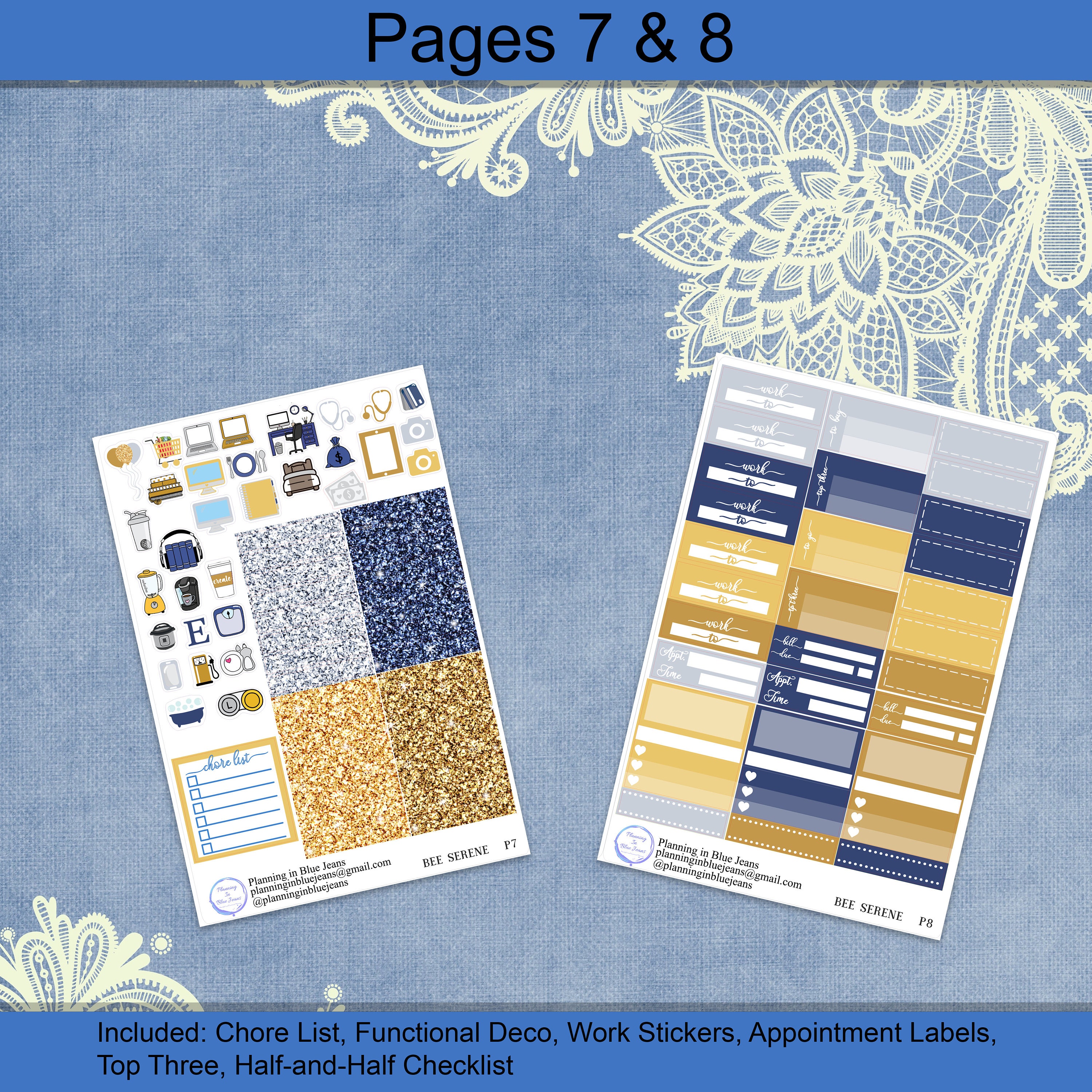 Horizontal - Bee Serene Planner Sticker Weekly Kit 4, 6, 8 Page or A La ...