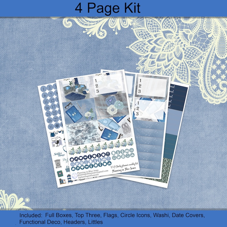 Planning in Blue Jeans Weekly Kit Daily Petite EC petite daily planner sticker kit